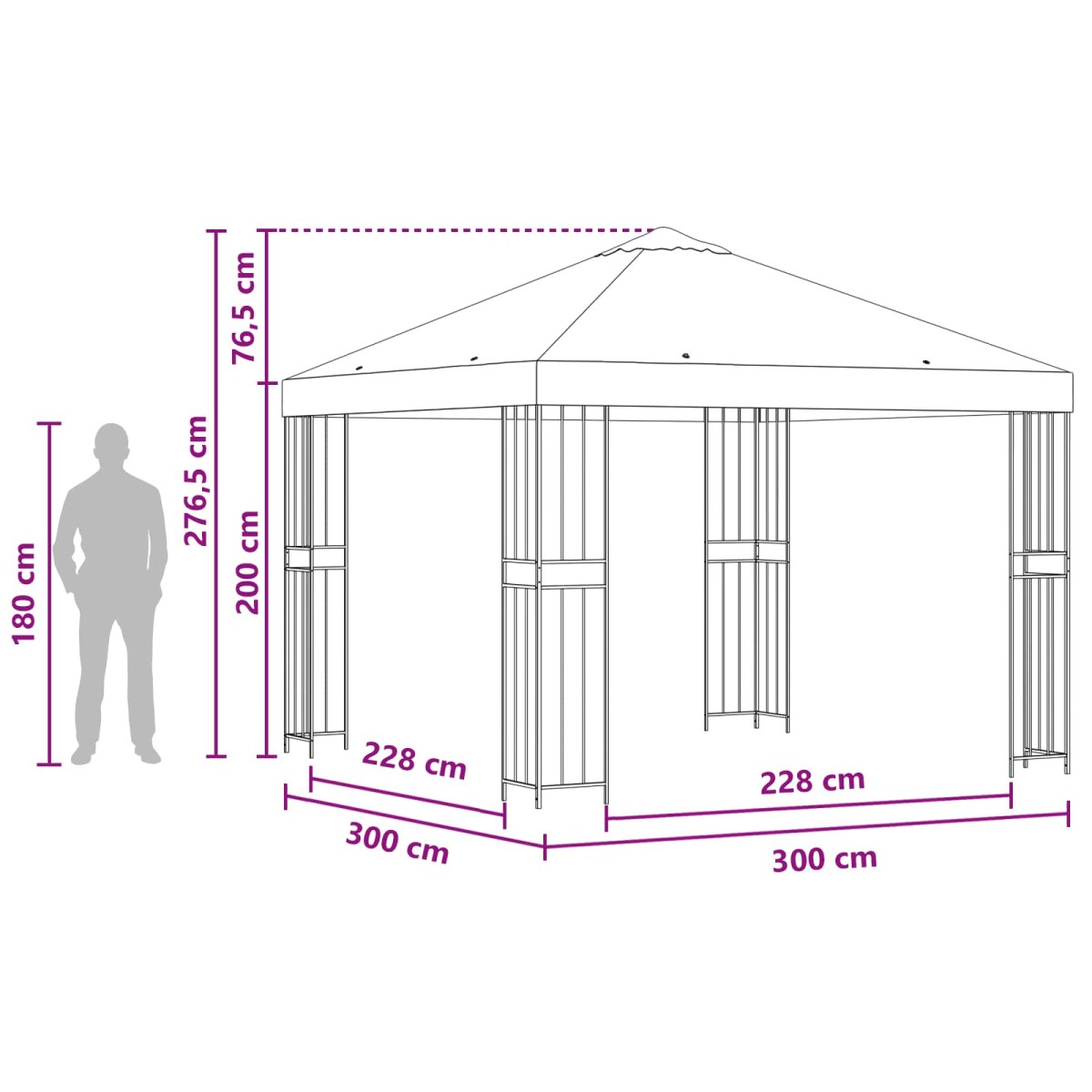 vidaXL Κιόσκι 3 x 3 m Τερακότα Πολυεστέρας και Χάλυβας 190 gsm