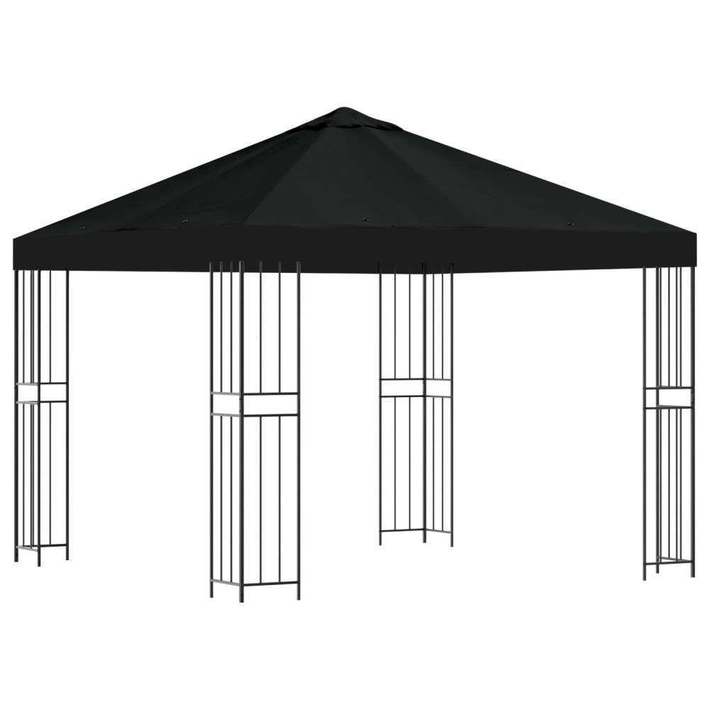vidaXL Κιόσκι 3 x 3 m Μαύρο Πολυεστέρας και Χάλυβας 190 gsm