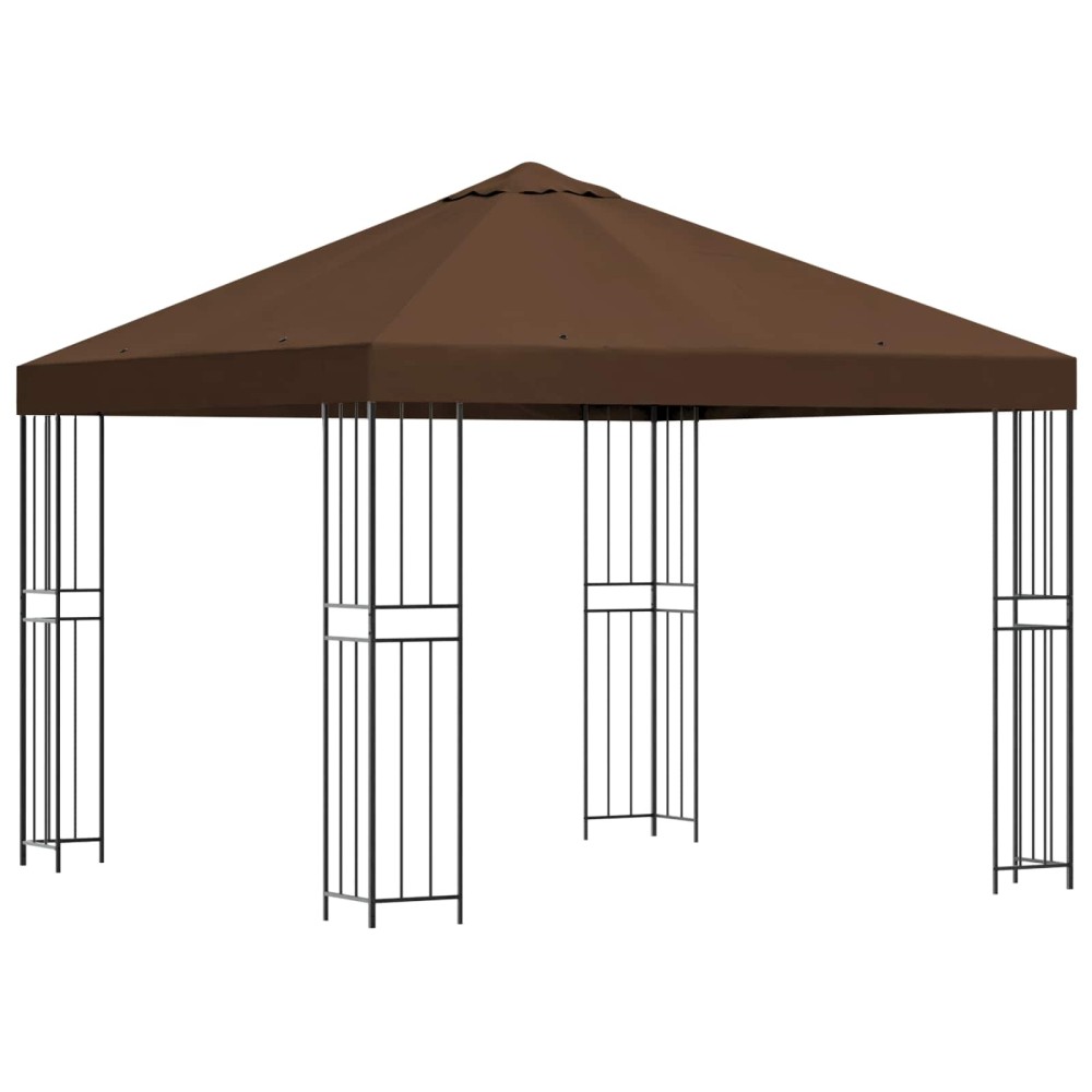 vidaXL Κιόσκι 3 x 3 m Καφέ Πολυεστέρας και Χάλυβας 190 gsm