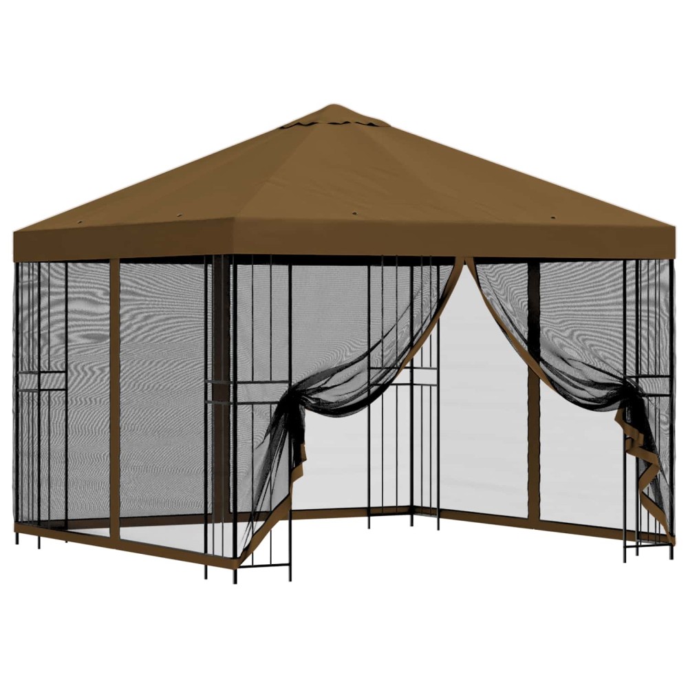 vidaXL Κήπος Γκαζebo με Πλευρικά Τοίχους 3 x 3 m Taupe