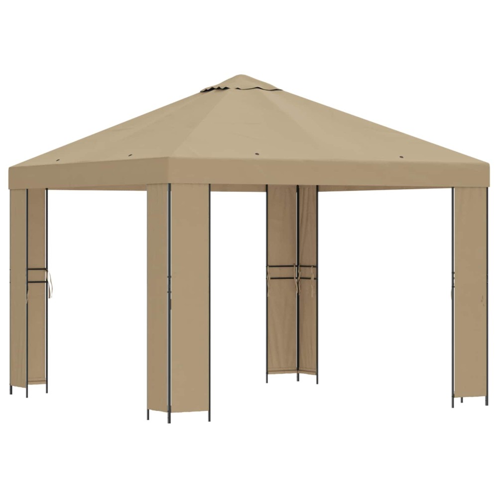 vidaXL Κιόσκι 3 x 3 m Μπεζ Πολυεστέρας και Χάλυβας 190 gsm