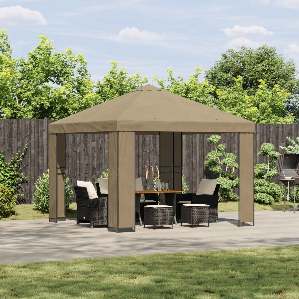 vidaXL Κιόσκι 3 x 3 m Μπεζ Πολυεστέρας και Χάλυβας 190 gsm