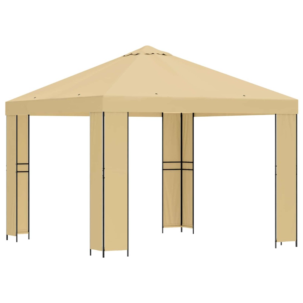 vidaXL Κιόσκι 3 x 3 m Κρεμ Πολυεστέρας και Χάλυβας 190 gsm