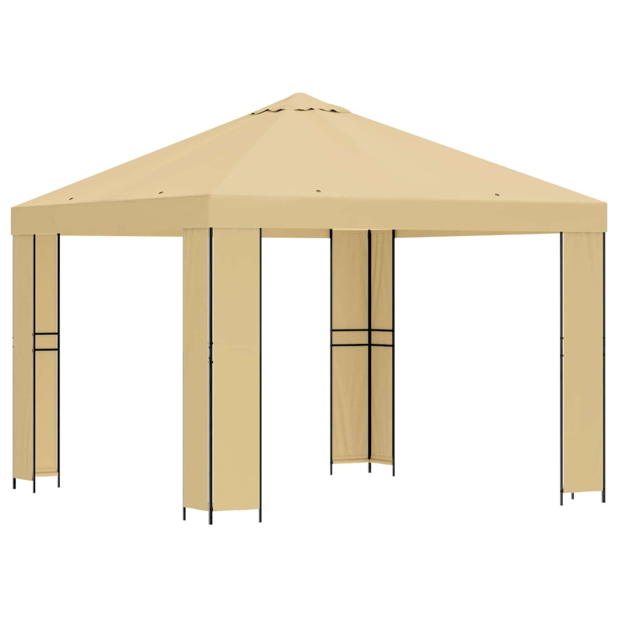 vidaXL Κιόσκι 3 x 3 m Κρεμ Πολυεστέρας και Χάλυβας 190 gsm