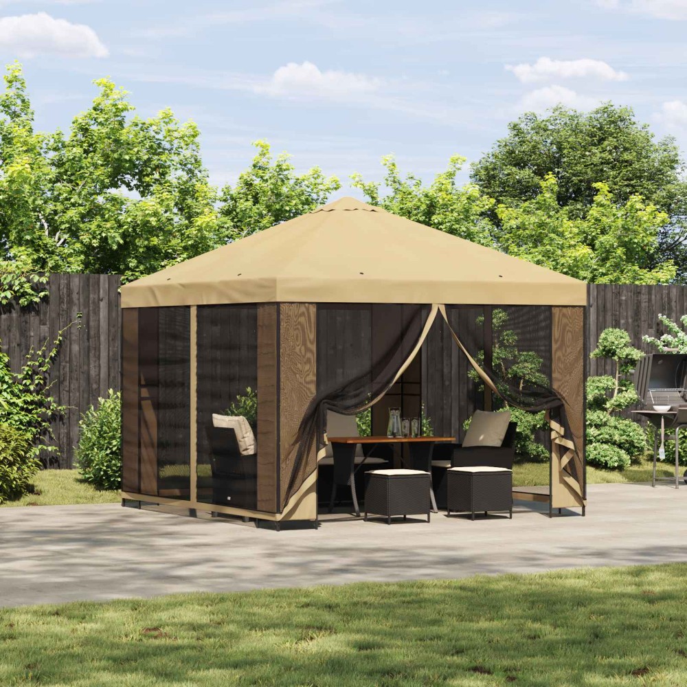 vidaXL Κιόσκι 3 x 3 m Κρεμ Πολυεστέρας και Χάλυβας 190 gsm