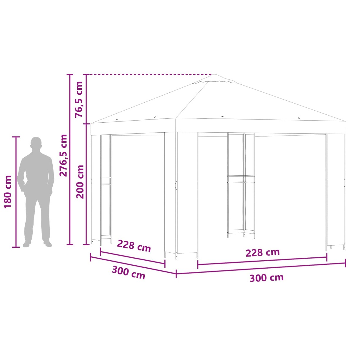 vidaXL Κιόσκι 3 x 3 m Κίτρινο Πολυεστέρας και Χάλυβας 190 gsm