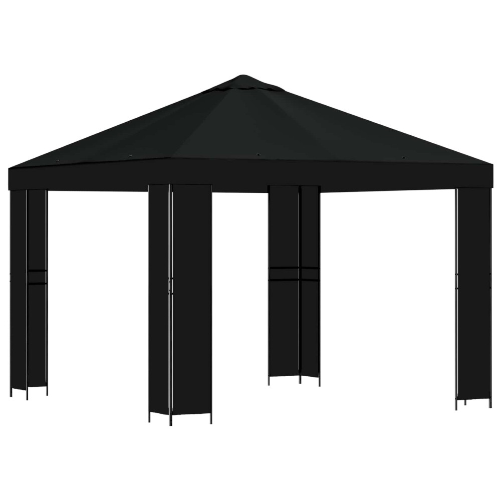 vidaXL Κιόσκι 3 x 3 m Μαύρο Πολυεστέρας και Χάλυβας 190 gsm