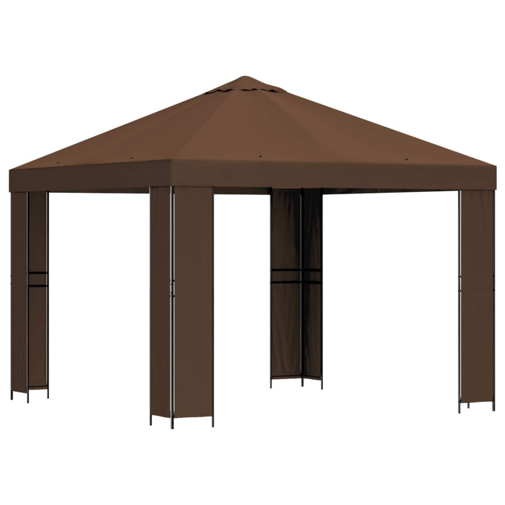 vidaXL Κιόσκι 3 x 3 m Καφέ Πολυεστέρας και Χάλυβας 190 gsm