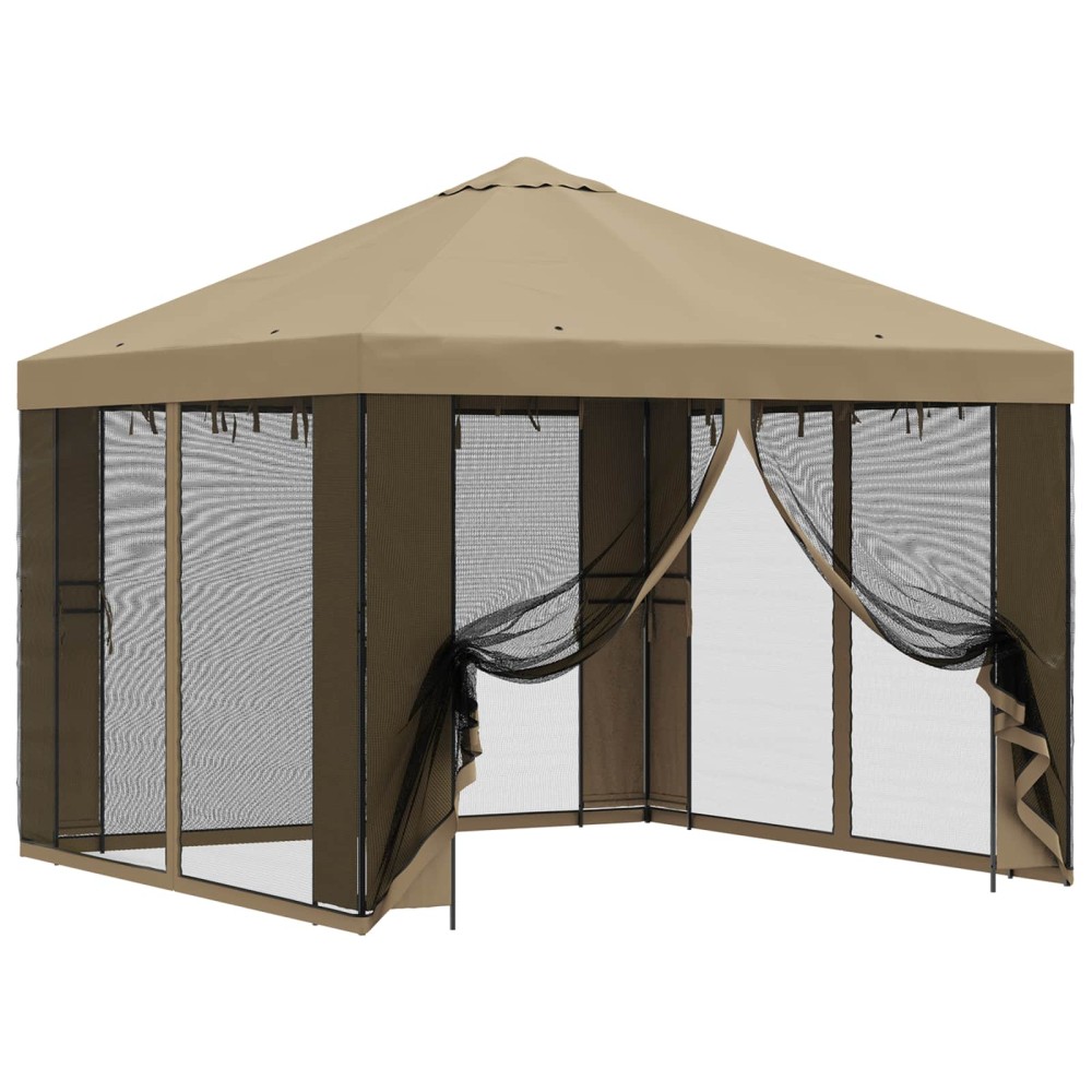 vidaXL Κήπος Γκαζebo με Πλευρικά Τοίχους 3 x 3 m Μπεζ