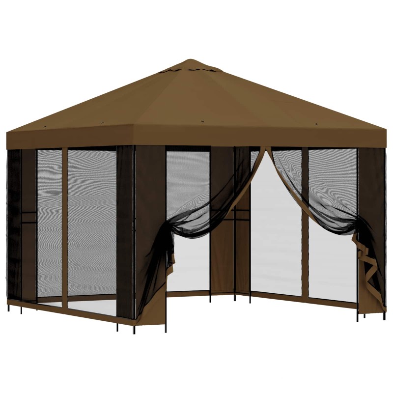 vidaXL Κήπος Γκαζebo με Πλευρικά Τοίχους 3 x 3 m Taupe