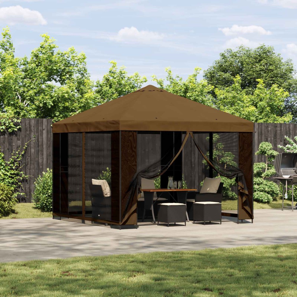 vidaXL Κήπος Γκαζebo με Πλευρικά Τοίχους 3 x 3 m Taupe