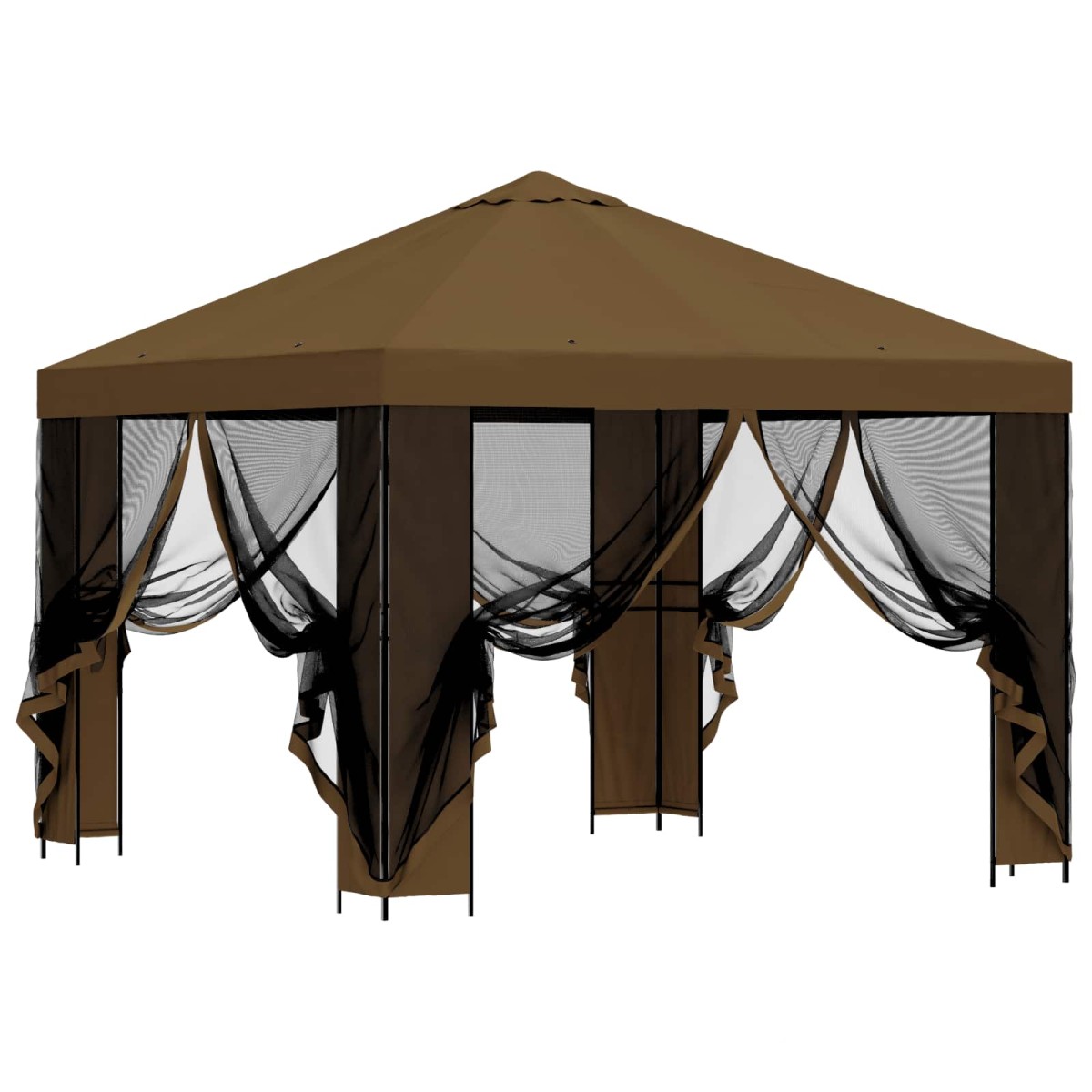 vidaXL Κήπος Γκαζebo με Πλευρικά Τοίχους 3 x 3 m Taupe