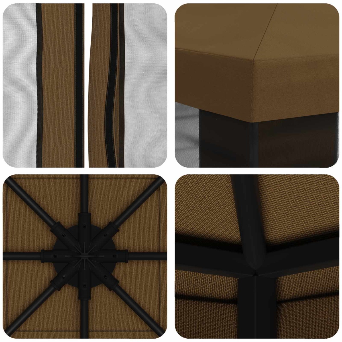 vidaXL Κήπος Γκαζebo με Πλευρικά Τοίχους 3 x 3 m Taupe