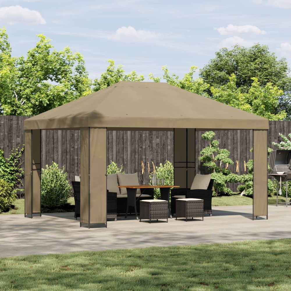 vidaXL Κιόσκι 4 x 3 μ Μπεζ Πολυεστέρας και Χάλυβας 190 gsm