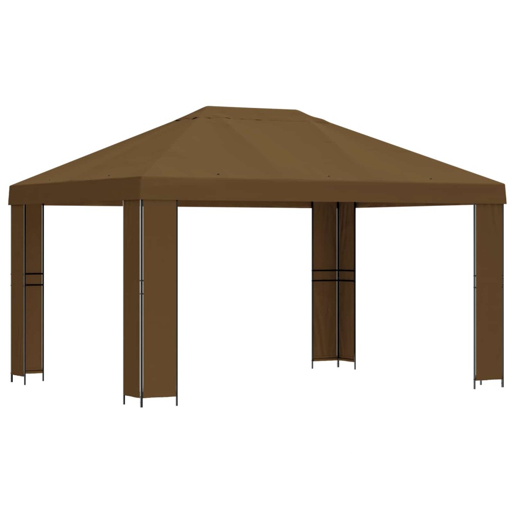 vidaXL Κιόσκι 4 x 3 μ Taupe Πολυεστέρας και Χάλυβας 190 gsm