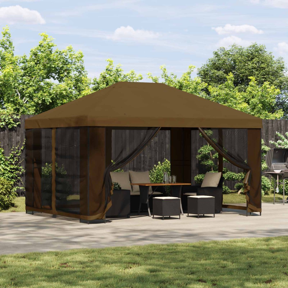 vidaXL Κιόσκι 4 x 3 μ Taupe Πολυεστέρας και Χάλυβας 190 gsm