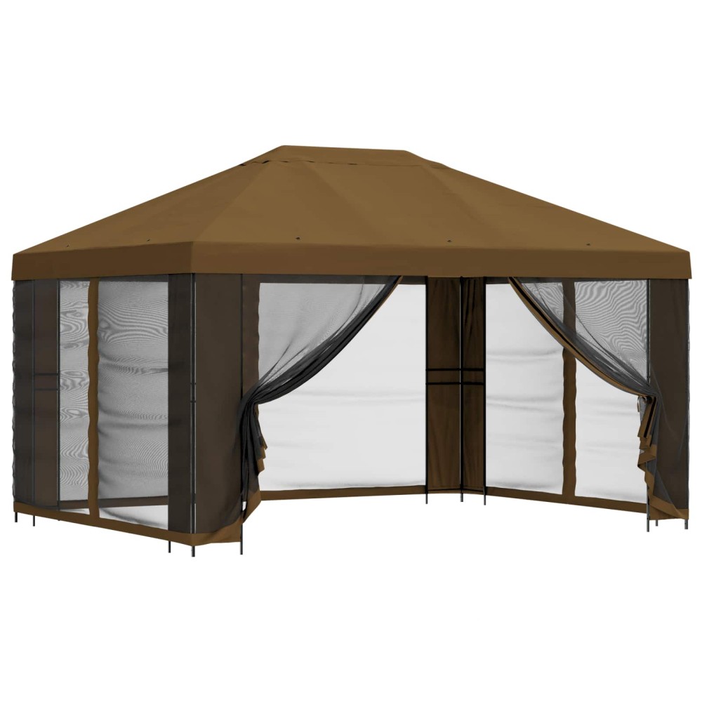 vidaXL Κήπος Γκαζebo με Πλευρικά Τοίχους 4 x 3 μ Taupe