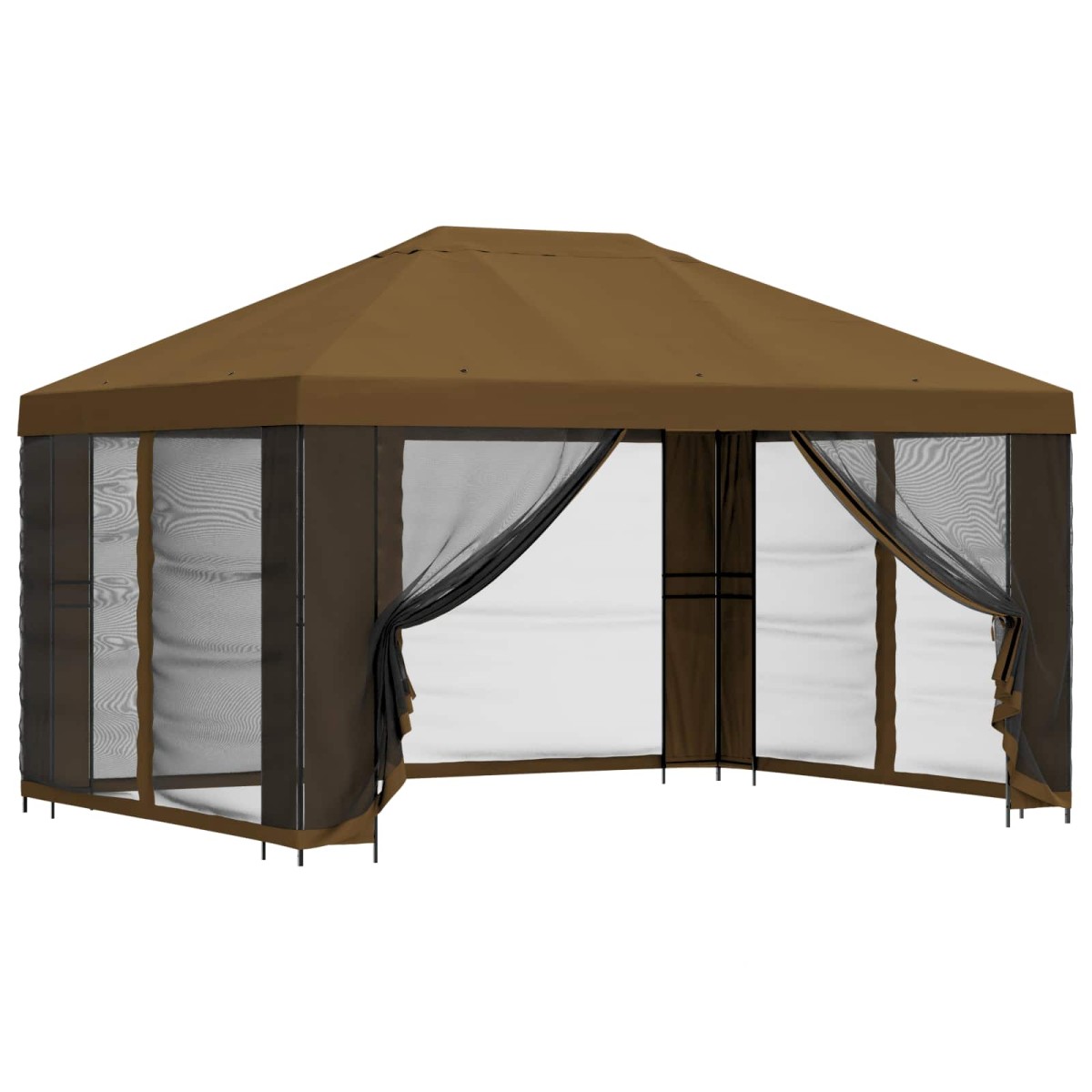 vidaXL Κήπος Γκαζebo με Πλευρικά Τοίχους 4 x 3 μ Taupe
