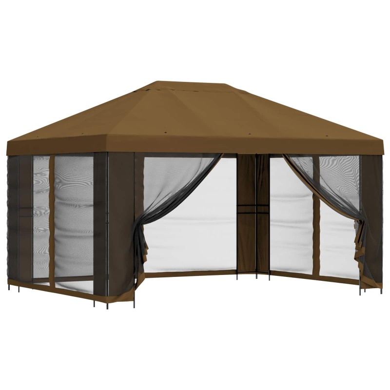 vidaXL Κήπος Γκαζebo με Πλευρικά Τοίχους 4 x 3 μ Taupe