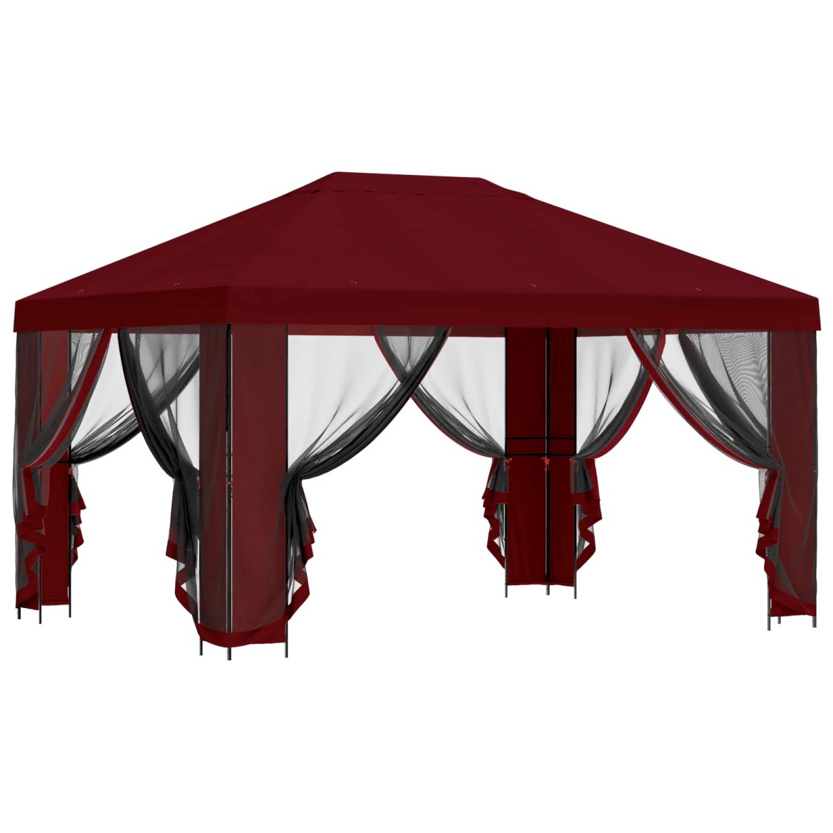 vidaXL Κήπος Γκαζebo με Πλευρικά Τοίχους 4 x 3 μ Μπορντό