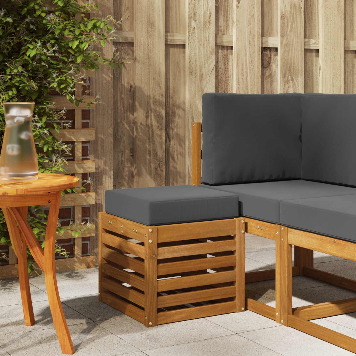 vidaXL 2 τμχ. Πάγκος Στερεό Ξύλο Ακακίας Φυσικό και Ανθρακί