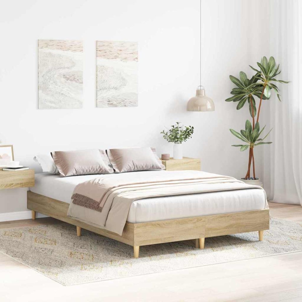 vidaXL Σκελετός Κρεβατιού Σονόμα 137 x 190 cm Επεξεργασμένο ξύλο