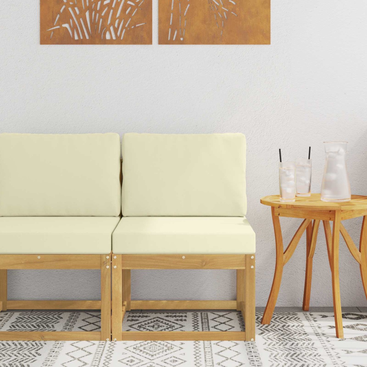 vidaXL Σειρά Καναπέ Εξωτερικού Λευκό και Κρεμ 59 x 63 x 73 εκ