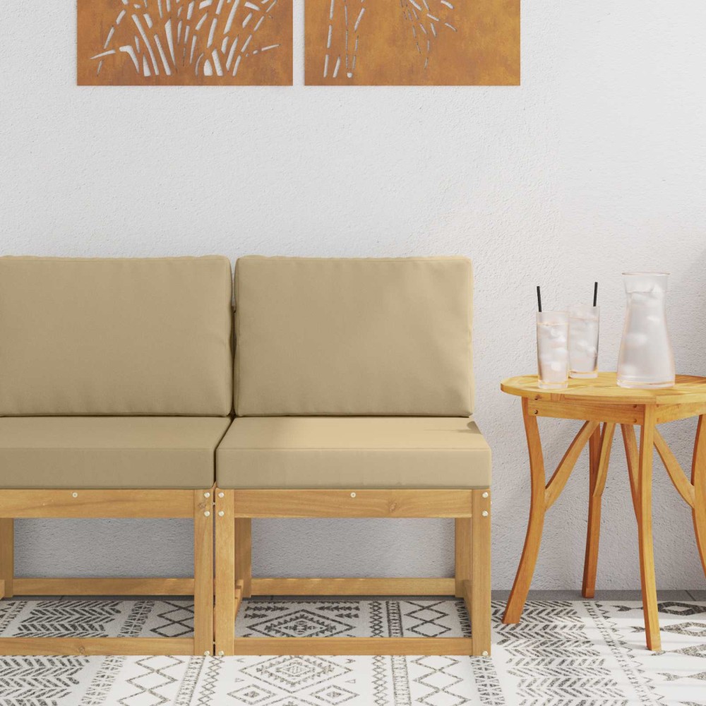 vidaXL Σειρά Καναπέ Εξωτερικού Λευκό και Μπεζ 59 x 63 x 73 εκ