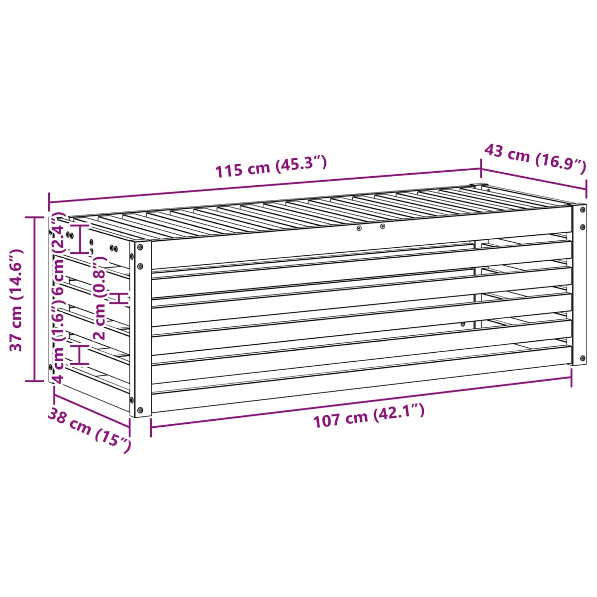 vidaXL Παγκάκι Εξωτερικού Χώρου Λευκό 115 x 43 x 37 εκ