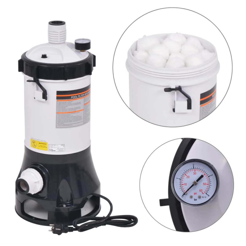 vidaXL Αντλία με Φίλτρο για Πισίνες 185 W 4,4 μ³/ώρα