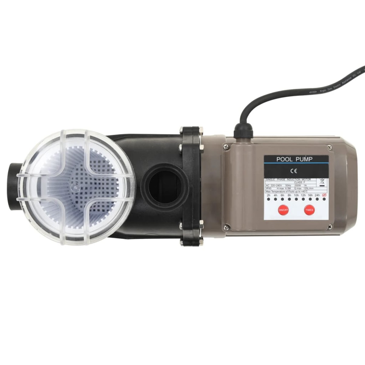 vidaXL Αντλία Πισίνας με Χρονοδιακόπτη Μαύρη 0,25 HP 8000 Λίτρα / Ώρα