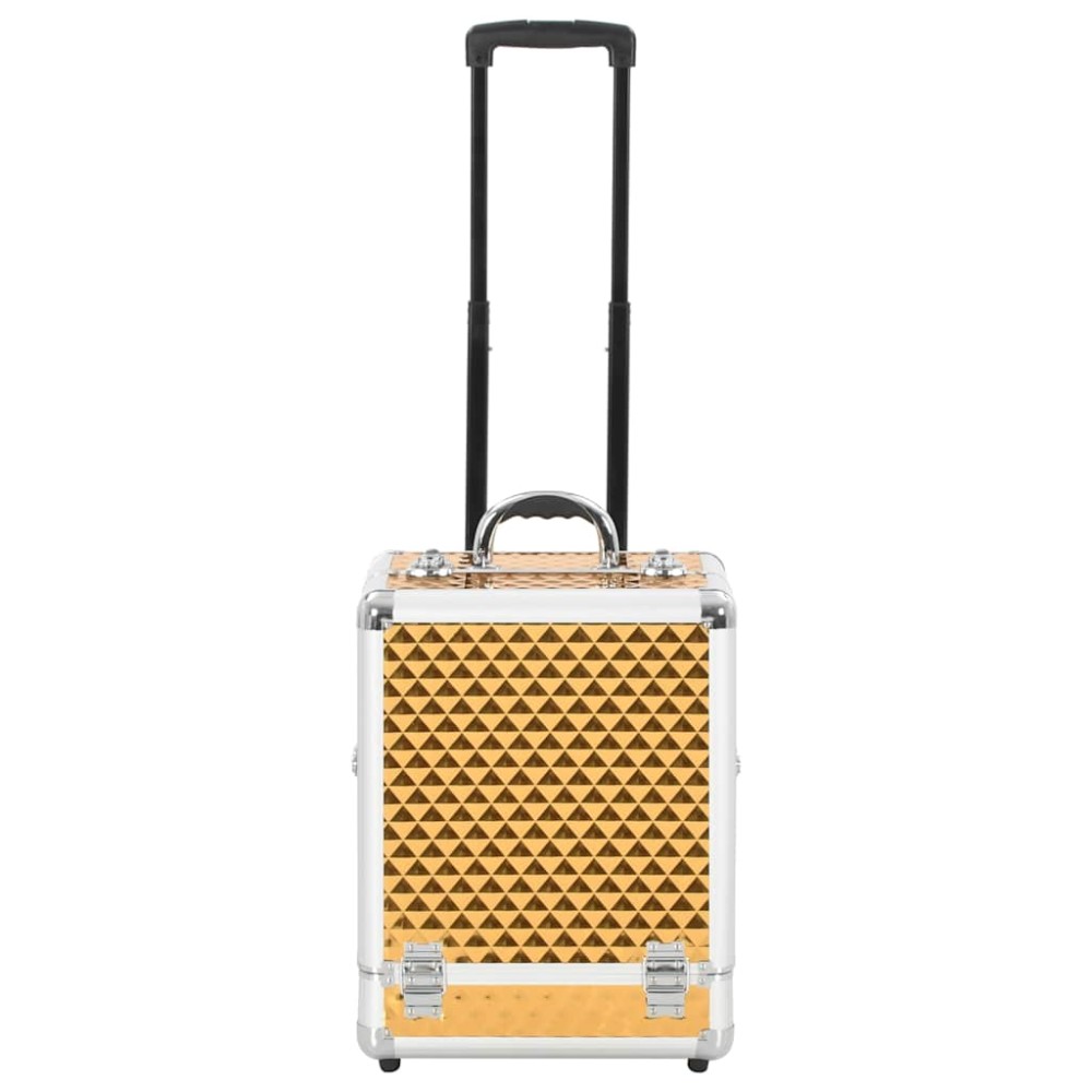 vidaXL Βαλίτσα Μακιγιάζ Τρόλεϊ Χρυσή 35x29x45 εκ. από Αλουμίνιο