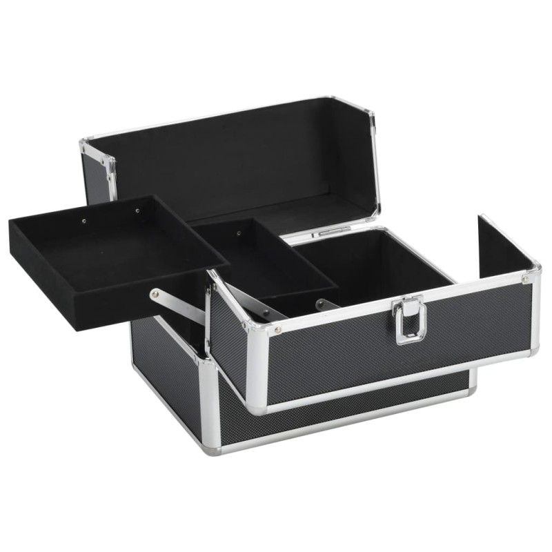 vidaXL Βαλίτσα Μακιγιάζ Μαύρη 22 x 30 x 21 εκ. Αλουμινίου