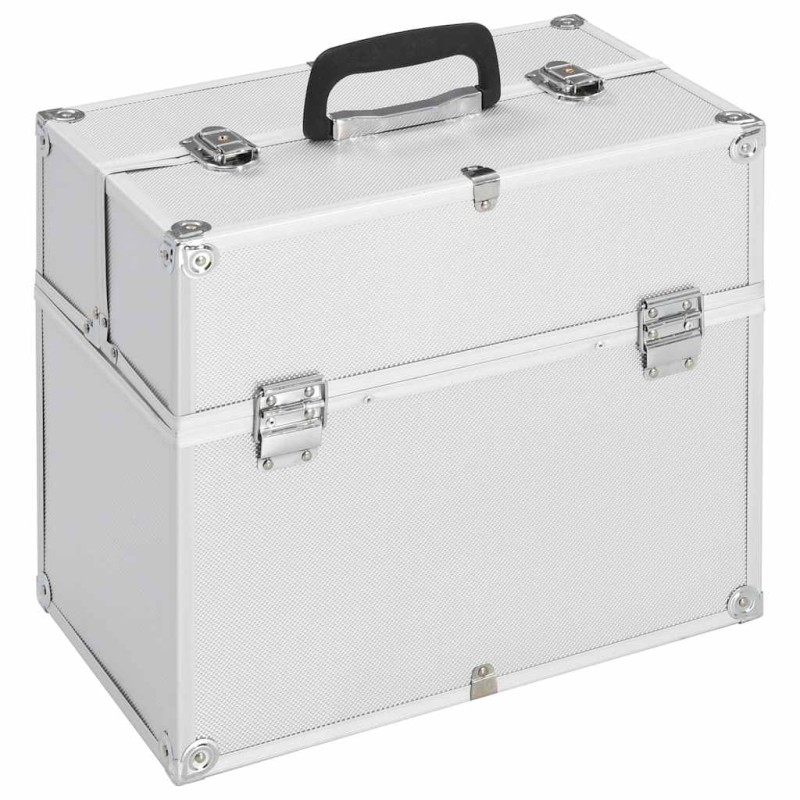 vidaXL Βαλίτσα Μακιγιάζ Ασημί 38x23x34 εκ. Αλουμινίου