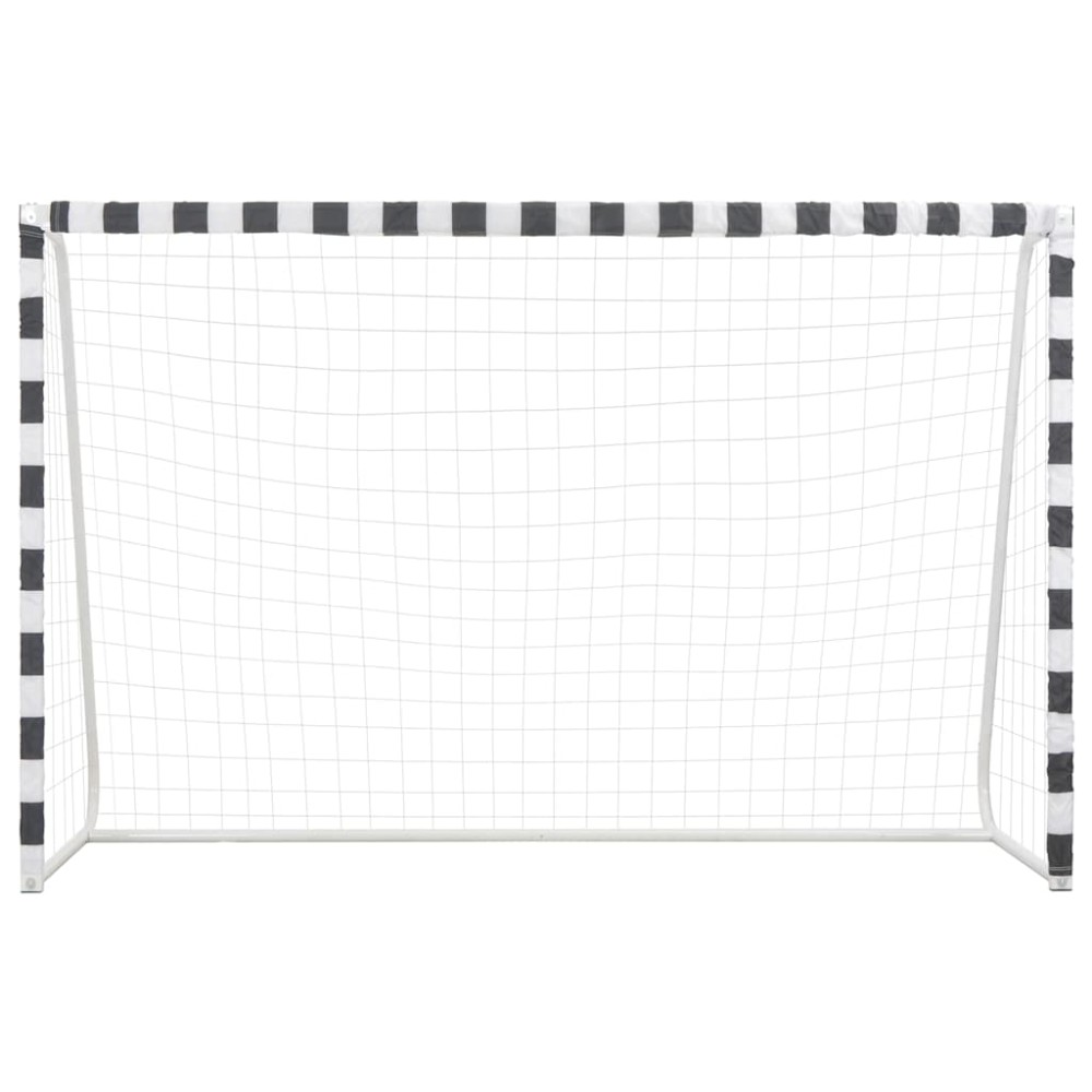 vidaXL Τέρμα Ποδοσφαίρου Ασπρόμαυρο 300 x 200 x 90 εκ. Μεταλλικό