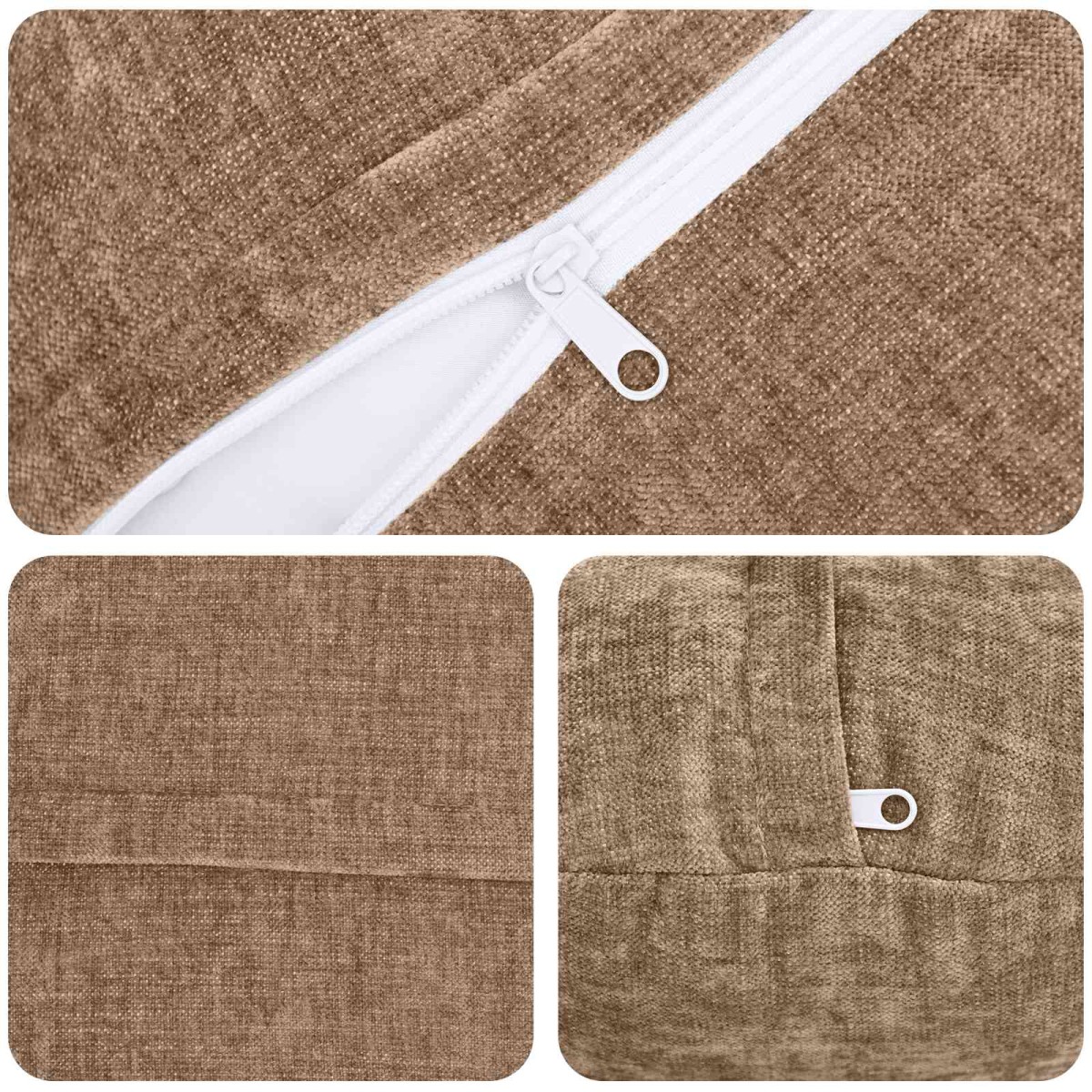 vidaXL Κάλυμμα Μαξιλαριού 6 τμχ. HEERLEN Καφέ Ø 30 cm Ύφασμα Chenille