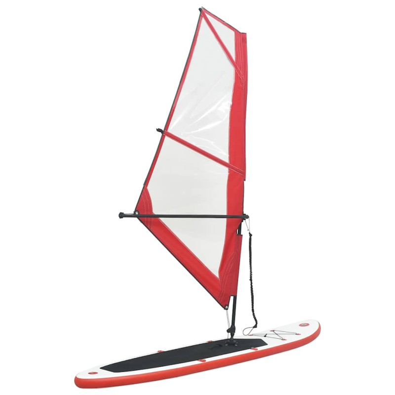 vidaXL Σανίδα SUP Φουσκωτή Σετ Κόκκινο / Λευκό με Πανί