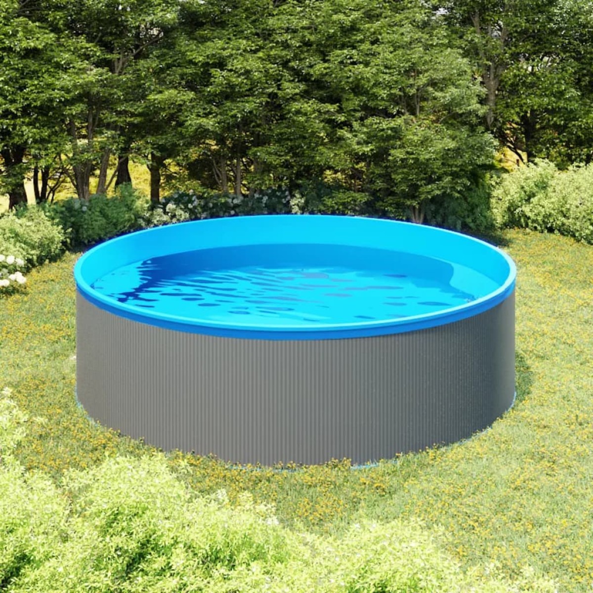vidaXL Πισίνα Υπέργεια 350 x 90 εκ. Γκρι