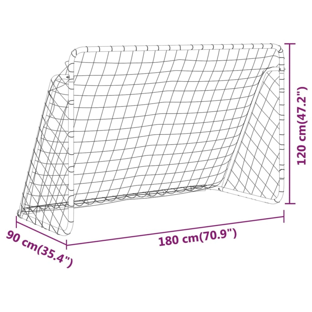 vidaXL Τέρμα Ποδοσφαίρου με Δίχτυ Λευκό 180 x 90 x 120 εκ. Ατσάλινο