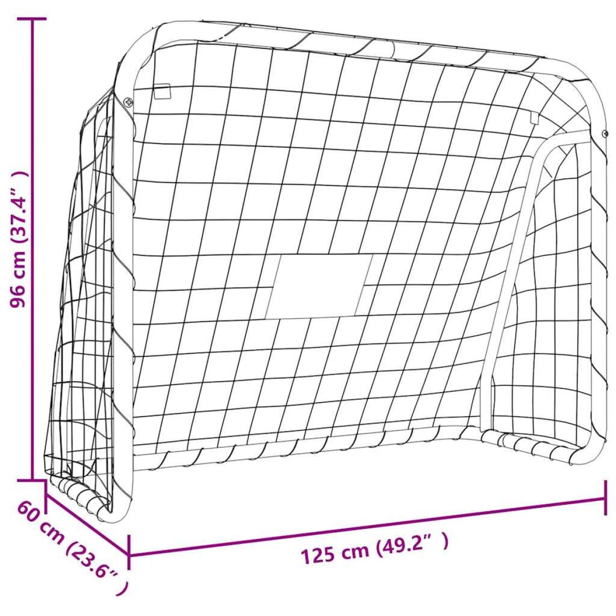 vidaXL Τέρμα Ποδοσφαίρου με Δίχτυ Λευκό 125x96x60εκ Ατσάλι/Πολυεστέρας