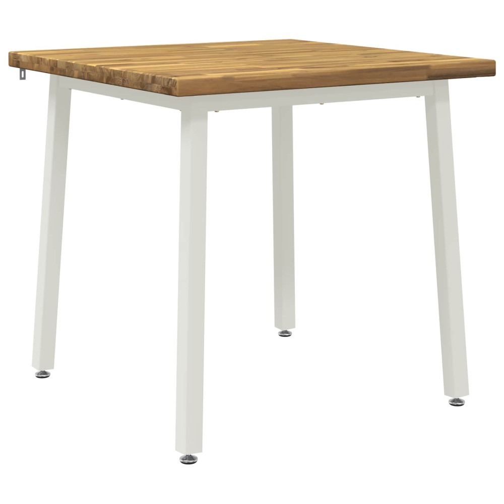 vidaXL 90 x 90 x 75 cm Στερεό Ξύλο Ακακίας Λευκό τετράγωνο