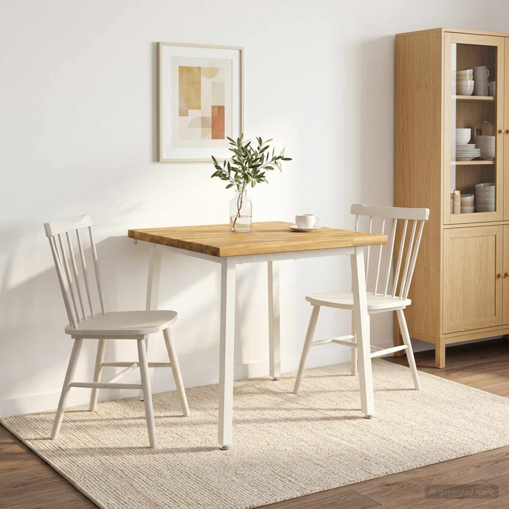 vidaXL 90 x 90 x 75 cm Στερεό Ξύλο Ακακίας Λευκό τετράγωνο