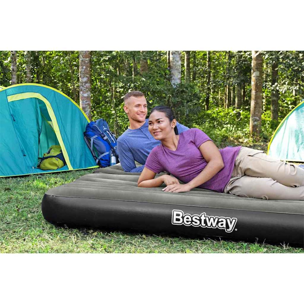 Bestway Φουσκωτό Στρώμα Αέρα 3 σε 1 Μαύρο και Γκρι 188 x 99 x 25 εκ.