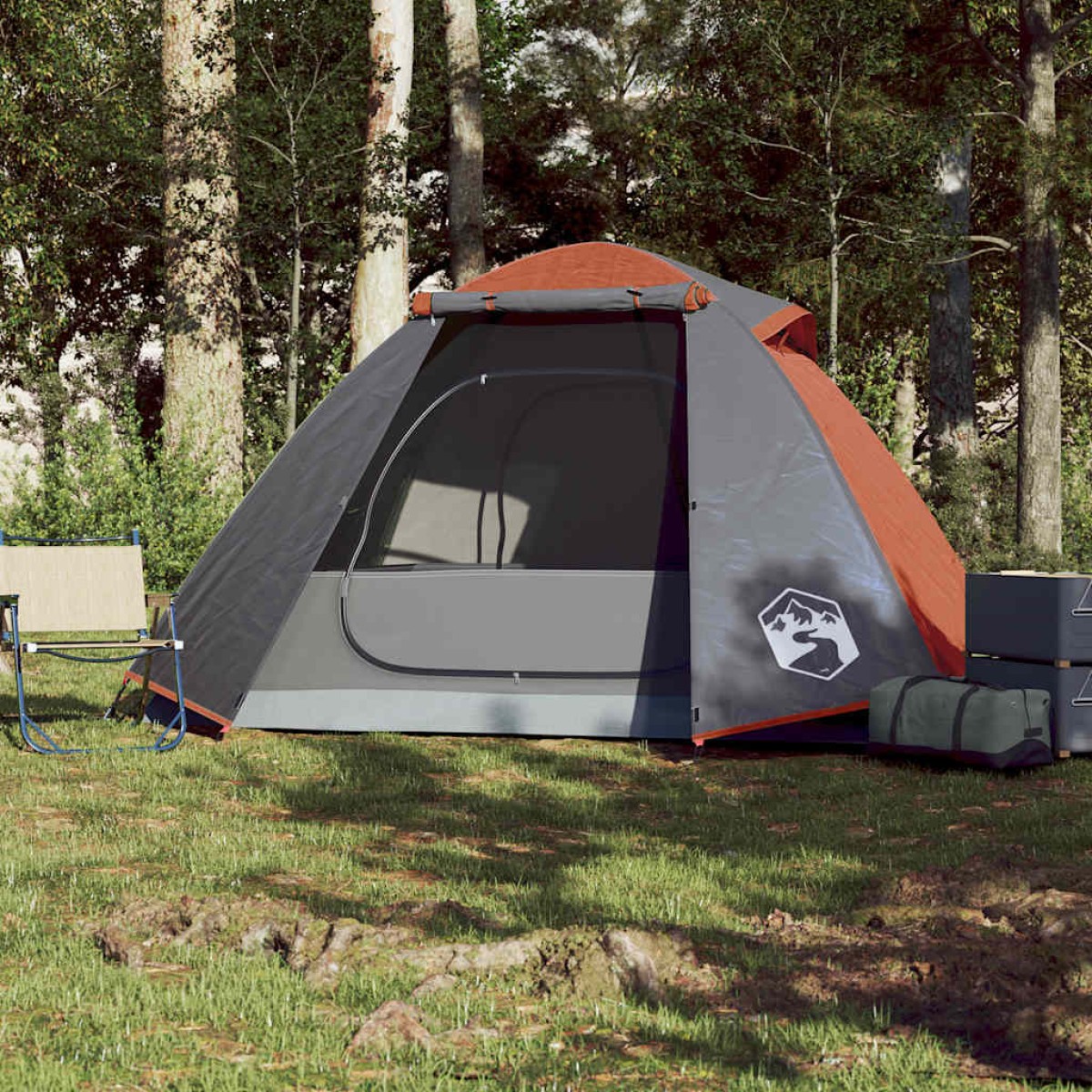 vidaXL Σκηνή Κάμπινγκ 2 Ατ. Γκρι/Πορτοκαλί 224x248x118 εκ. Ταφτάς 185T