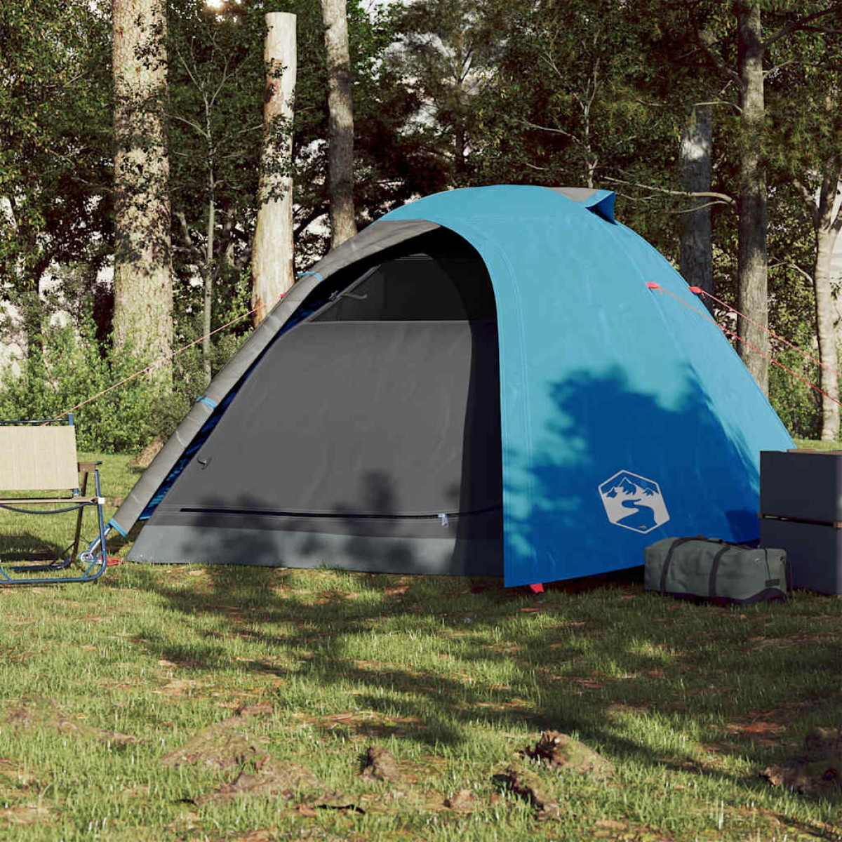 vidaXL Σκηνή Κάμπινγκ 4 Ατόμων Μπλε 267x272x145 εκ. από Ταφτά 185T