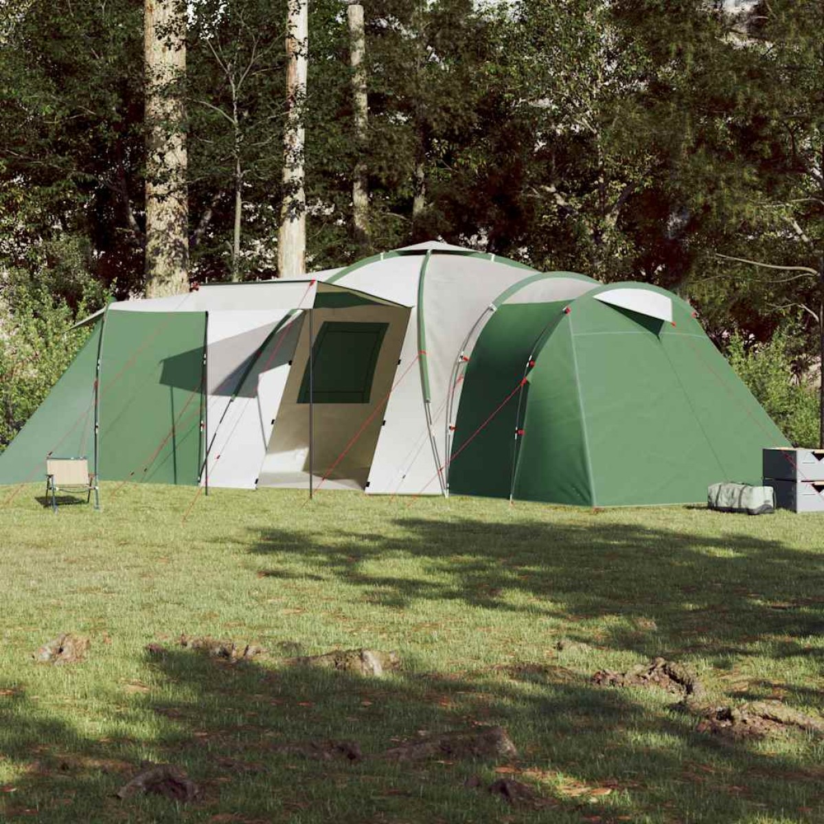 vidaXL Σκηνή Κάμπινγκ 12 Ατόμων Πράσινη 840x720x200 εκ. από Ταφτά 185T