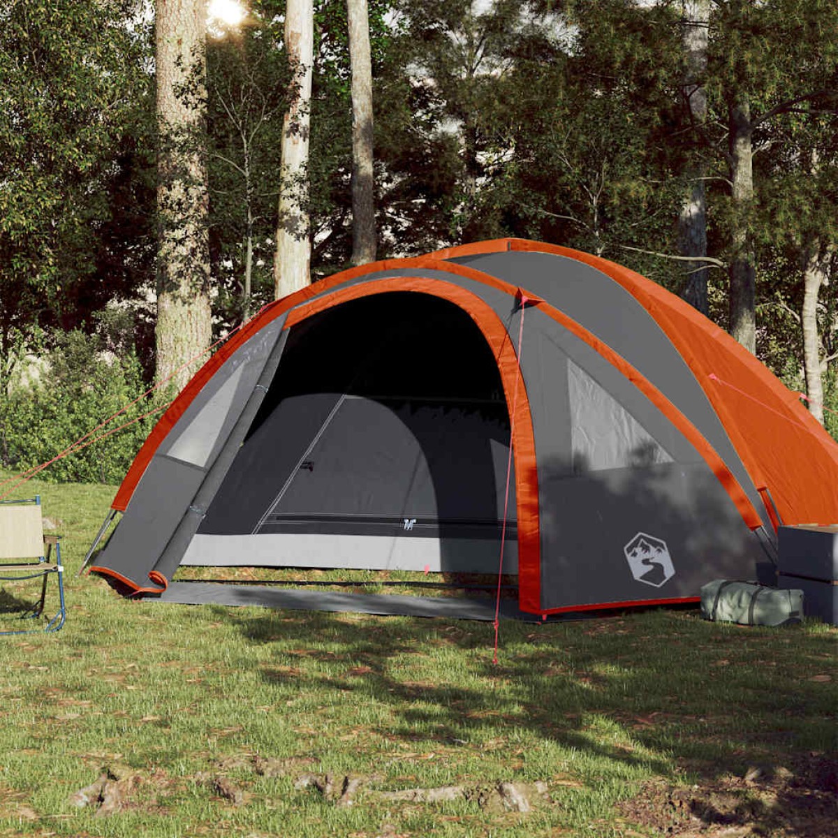 vidaXL Σκηνή Κάμπινγκ 4 Ατ. Γκρι/Πορτοκαλί 300x250x132 εκ. Ταφτάς 185T