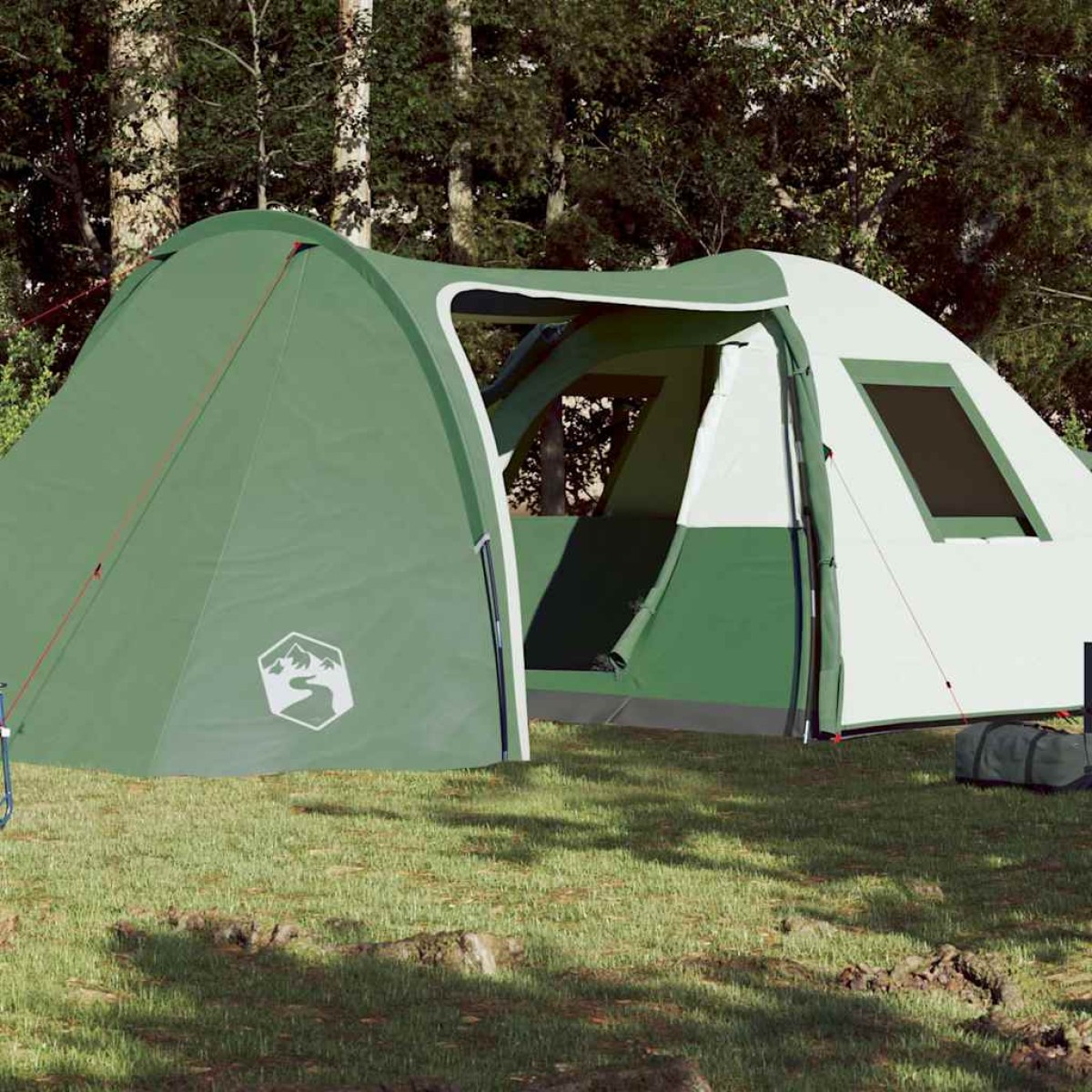 vidaXL Σκηνή Κάμπινγκ 6 Ατόμων Πράσινη 466x342x200 εκ. από Ταφτά 185T