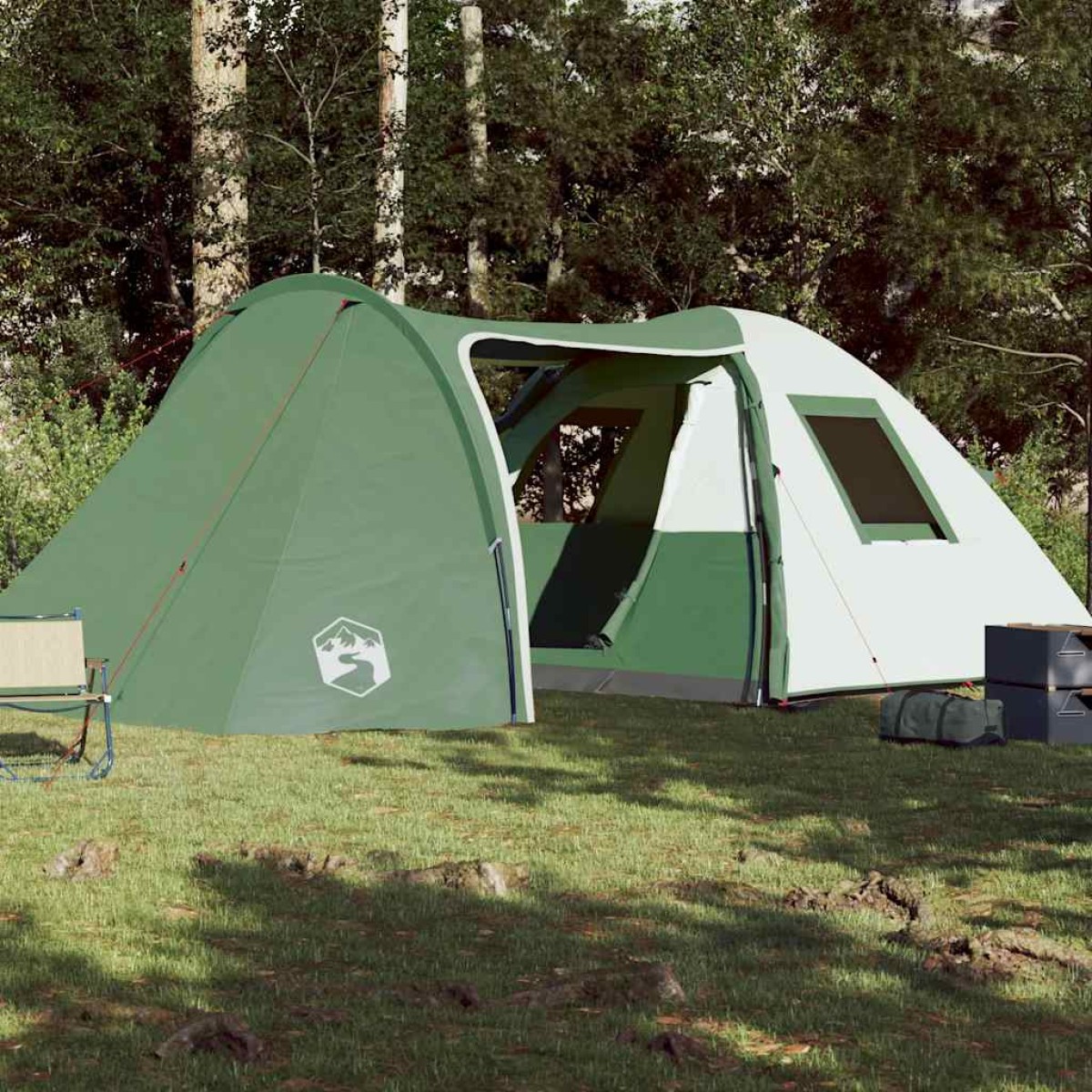 vidaXL Σκηνή Κάμπινγκ 6 Ατόμων Πράσινη 466x342x200 εκ. από Ταφτά 185T