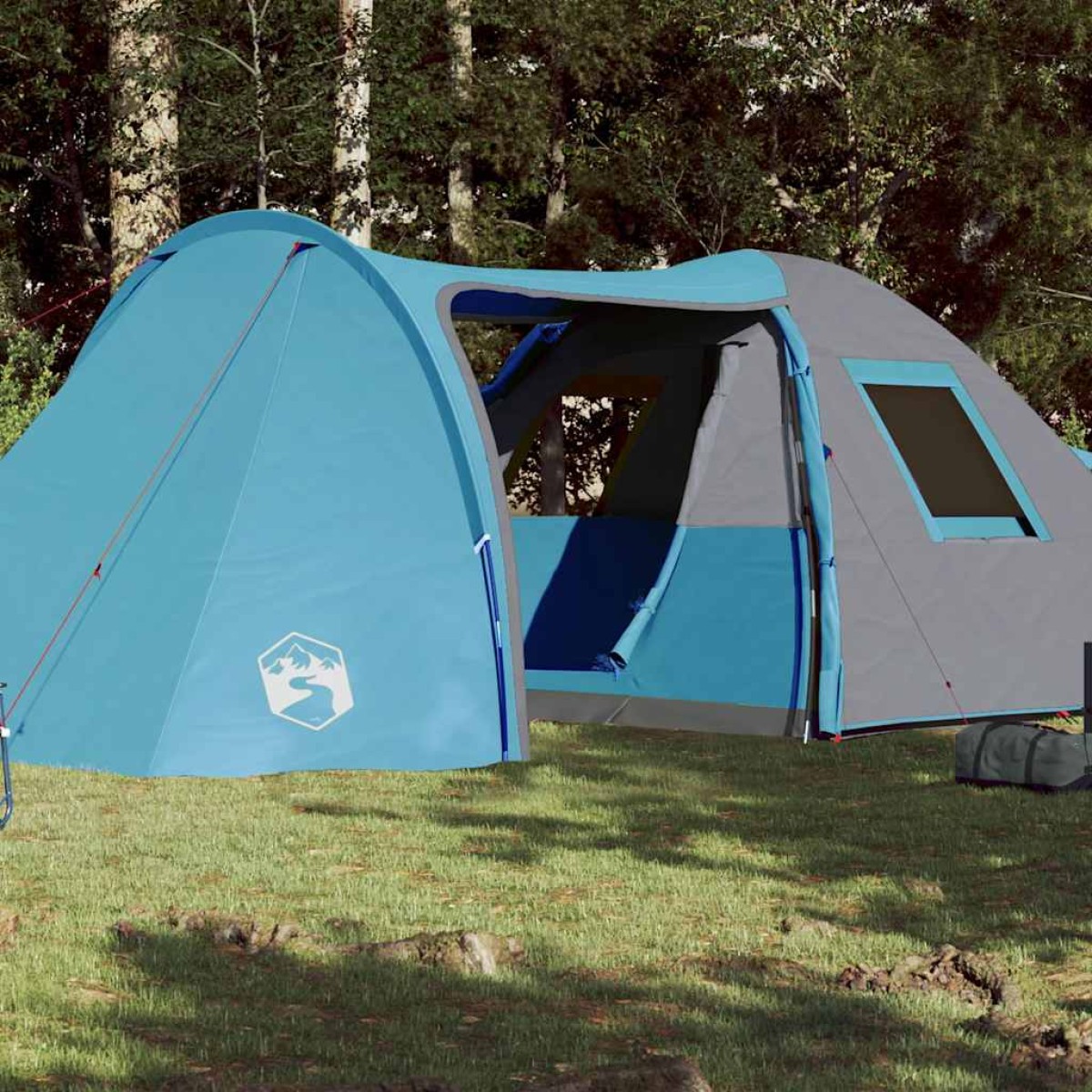 vidaXL Σκηνή Κάμπινγκ 6 Ατόμων Μπλε 466x342x200 εκ. από Ταφτά 185T